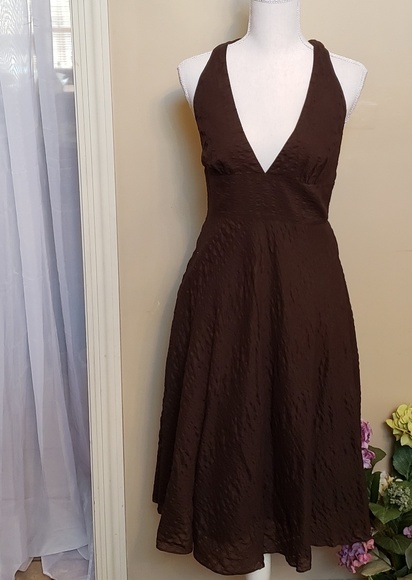 J. Crew Dresses & Skirts - J. Crew brown, cotton v-neck halter dress, size 6